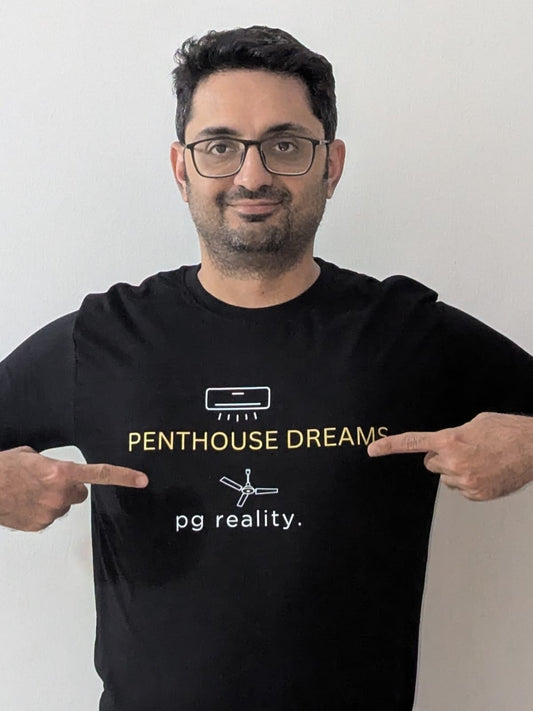 funny graphic t-shirt for the city dwellers who live in rented apartments but aspire for penthouse