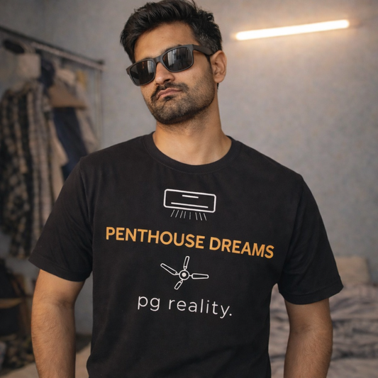 funny graphic tshirt on pg living in urban cities