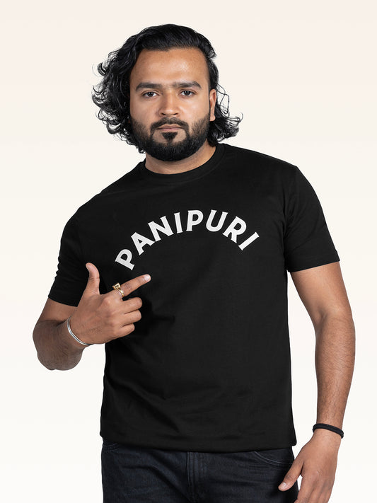 funny-graphic-tshirt-foodie-tshirt-panipuri-golgappa-meme-black-tshirt